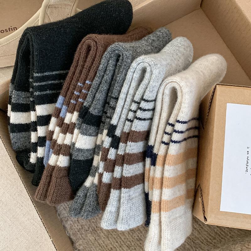 Striped Thickened Wool Socks Warm Socks Versatile College Style Heat Storage Pile Socks