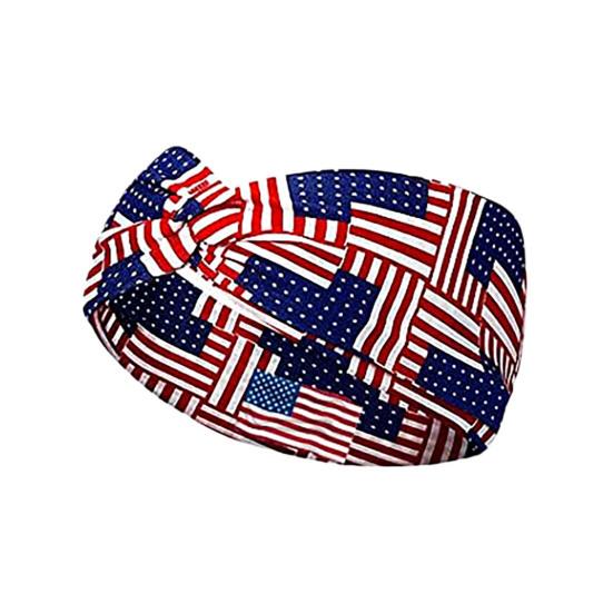 Headband Soft Cloth Independence Day Headband with Flag Stars Stripes Design Holiday Patriotic Hairband Hair Accessories