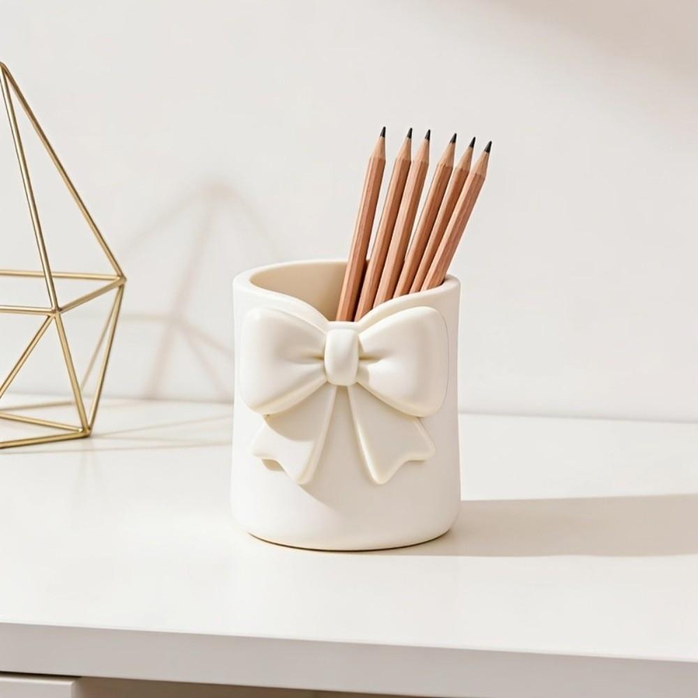 3D Printed Bow Pen Holder Creative Sweet Pencil Storage Box Multi-function Flower Vase Makeup Brush Storage Case Student