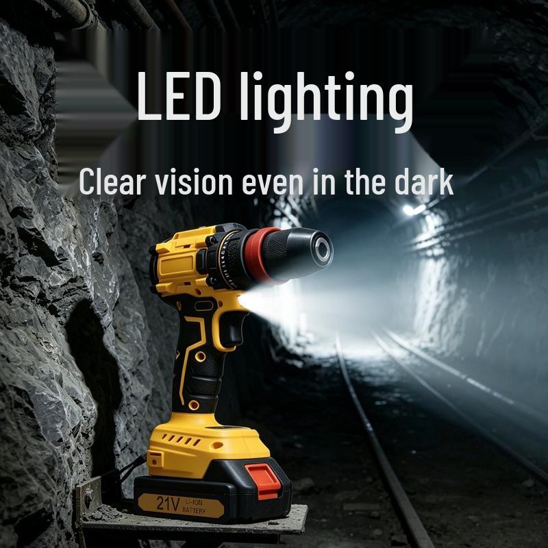 21V Brushless Cordless Electric Drill & Screwdriver Set with Lithium Battery