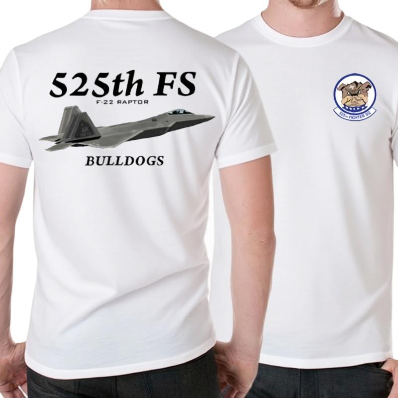 525. Fs Bulldogs Staffel F22 Raptor Stealth Fighter T-Shirt 100% Baumwolle Rundhals Kurzarm Freizeit Unisex T-Shirt Größe S3XL