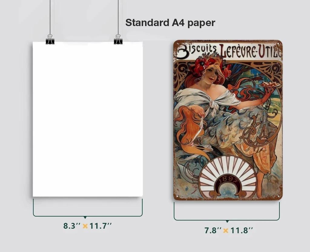 Alphonse Mucha Affisch Pinup-flickor Metallplåtskylt Konst Målning Dekorativa Väggplåtar För Bar Café Vardagsrum Hem Väggdekor