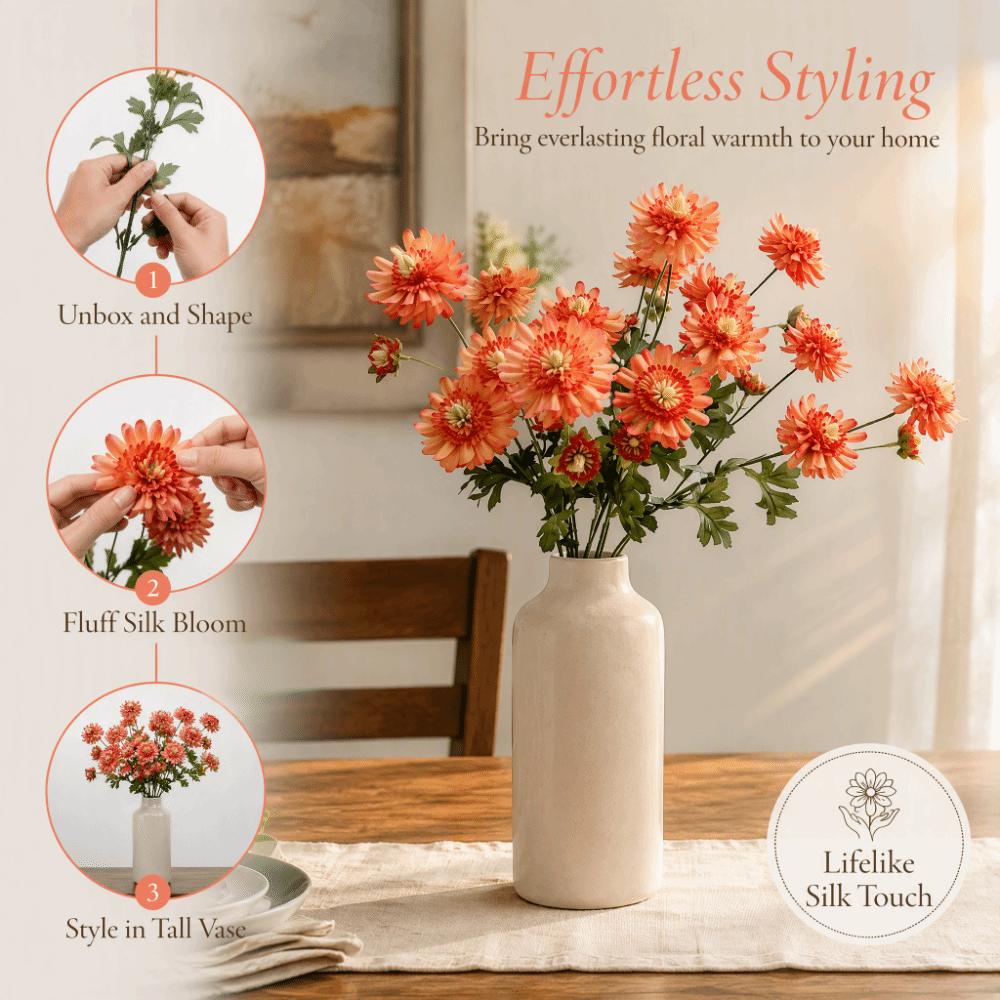 Stem Form Artificial Chrysanthemum With Buds Floral Decor Artificial DIY Gift  Indoor Room