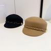 Women's 100% Wool Equestrian Cap Japanese Hand-Knitted Baseball Hat Winter Vintage Felt Hat Outdoor Fashion Accessories