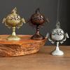 Vintage Alloy Incense Burner Handmade High Foot Sandalwood Incense Burner Hollow Out Double Dragon Aroma Burner