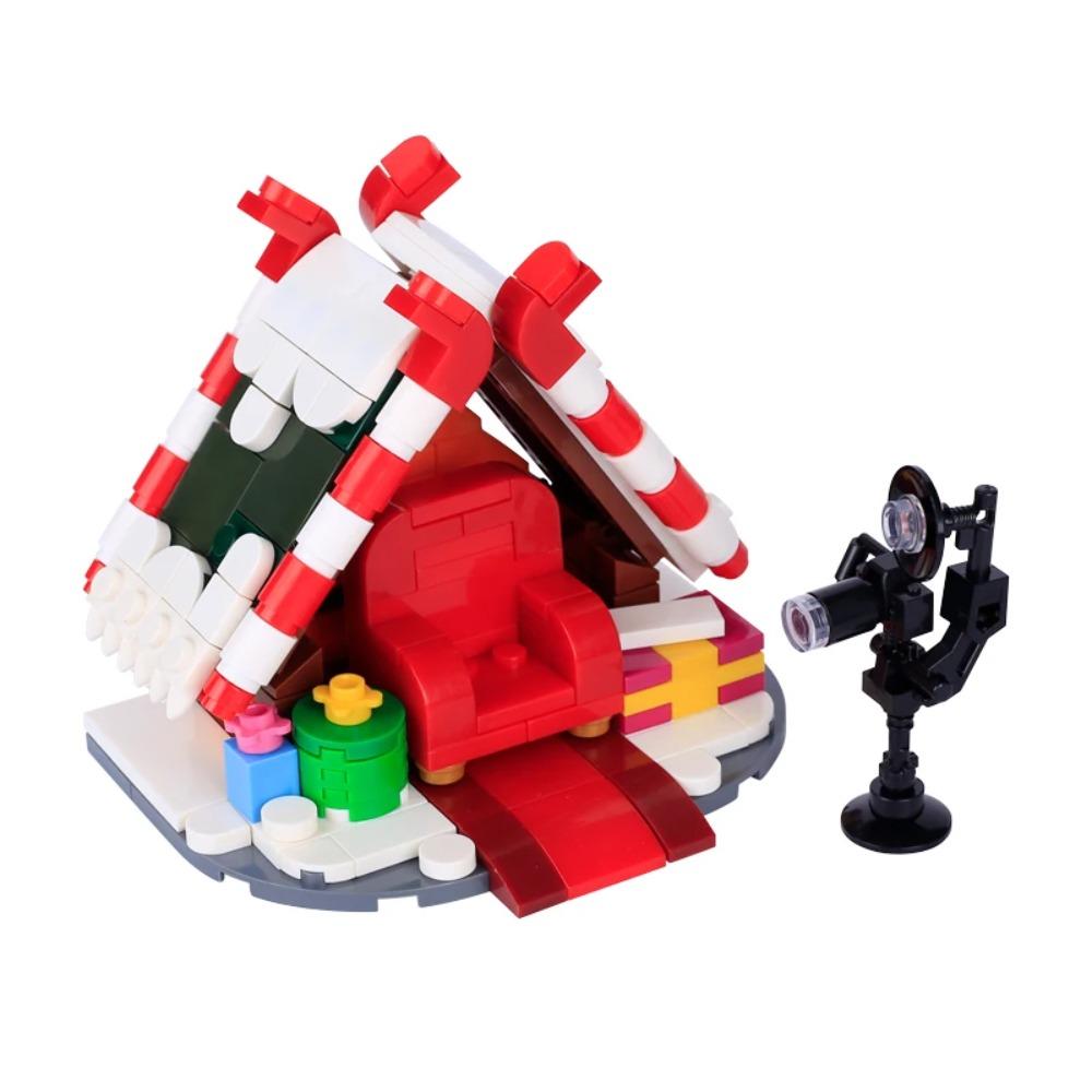 Winter City View Merry Christmas Decoration Flower Wreath Building Blocks House Home Santa Claus Figures Snow Window Bricks Toys