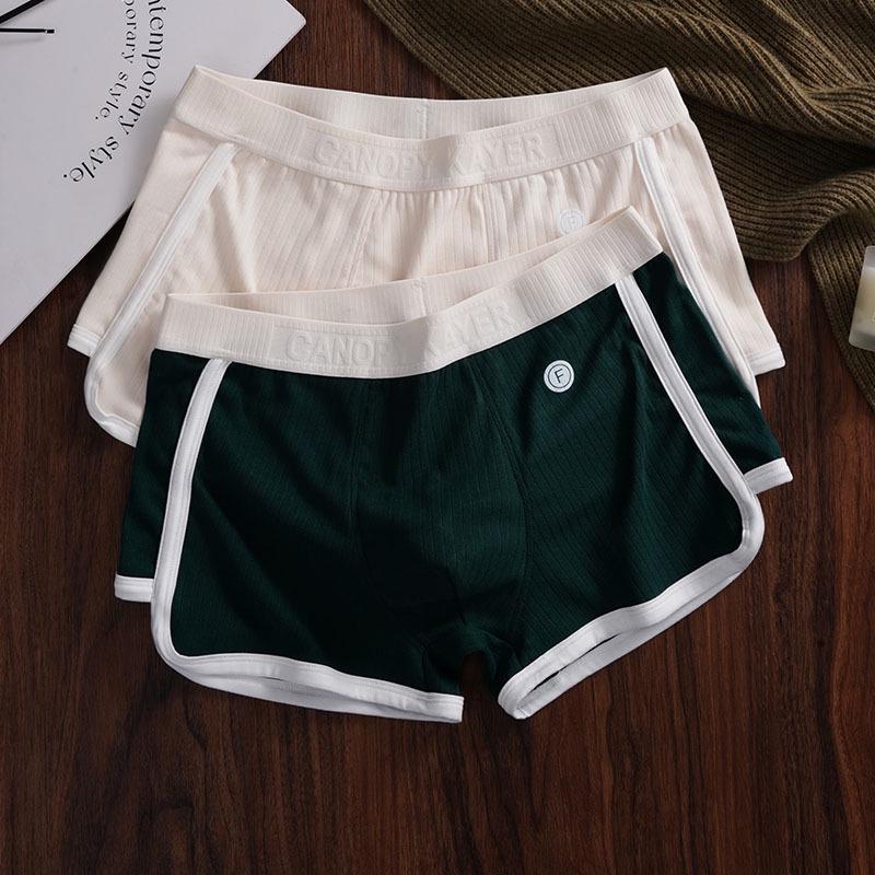 Men's Antibacterial Breathable Loose Fit Boxer Briefs Mid-Rise Striped Shorts