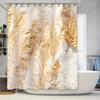 Gold Marble Shower Curtain Luxurious Bath Decor for Home Improvement Bathroom Window Curtains with Metal Eyelet Ring Holders