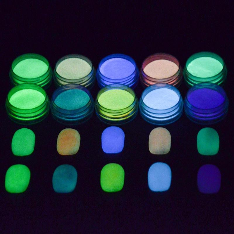 Neon Bright Nail Polish Powder Shining In Dark Dust Luminous Fluorescence Nail Art Glitter Powder