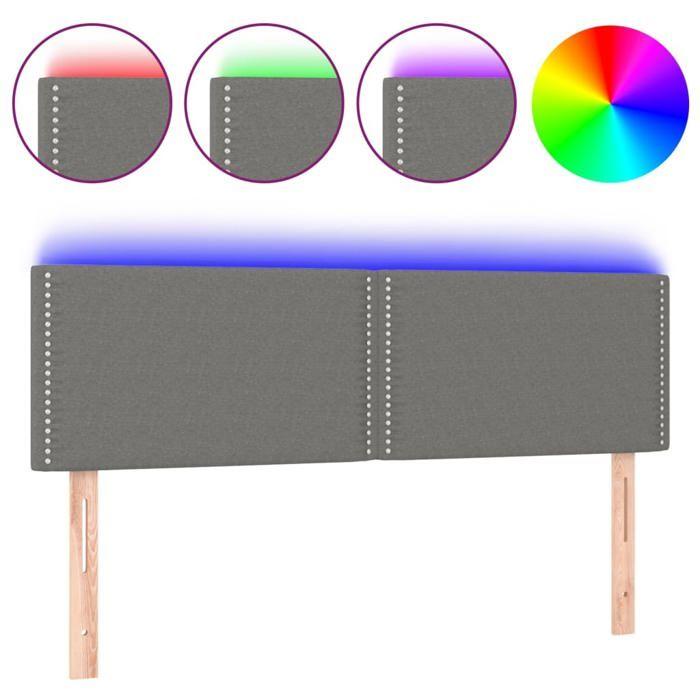 VidaXL LED Headboard Bedroom Furniture Double Bed Accessory Head of Bed Frame Interior Dark Grey 3121471