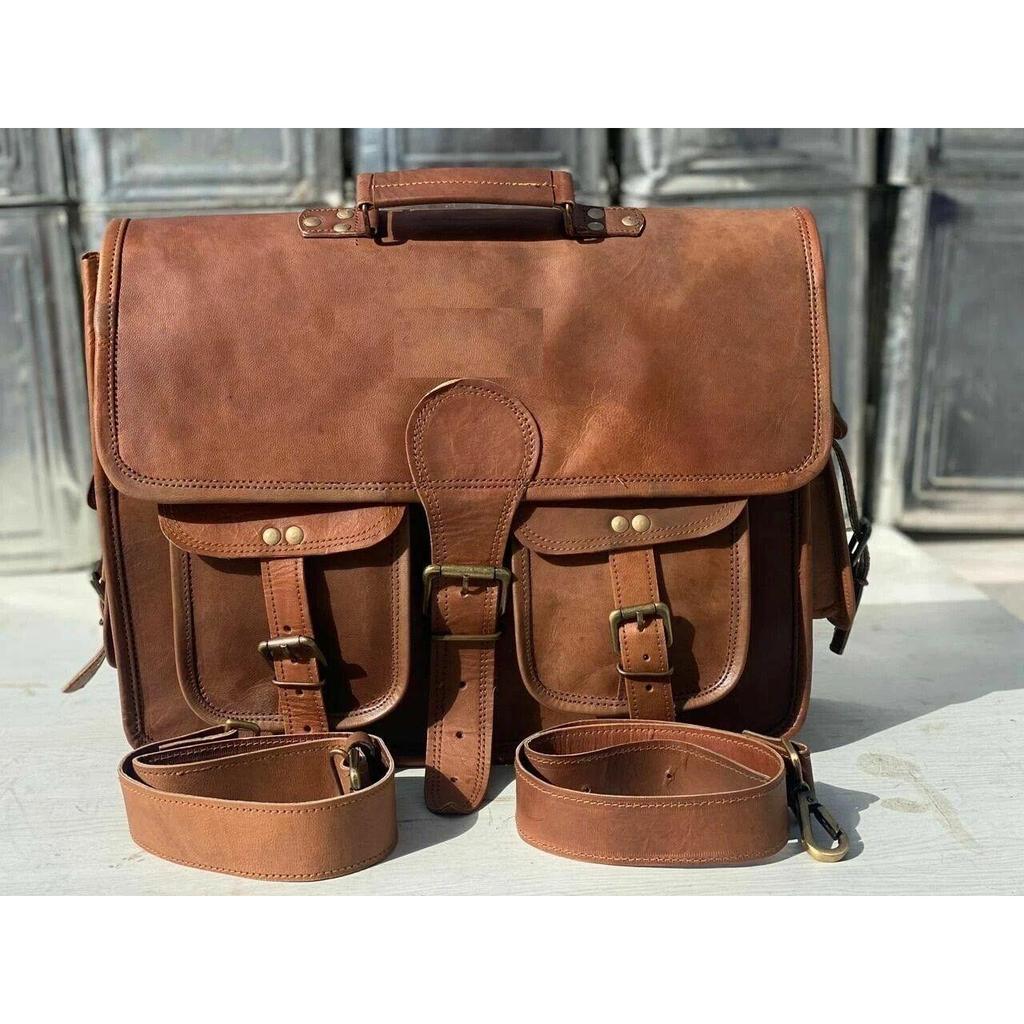 Vintage Leather Messenger Best Computer Laptop Briefcase Satchel Bag  Men