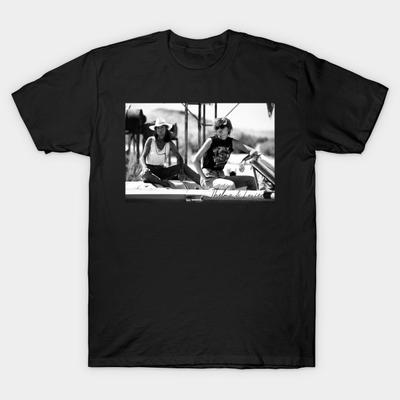 Herren Schwarzes Print-T-Shirt Thelma & Louise - Retro No-Cut Transferpapier-Print Baumwoll-T-Shirt