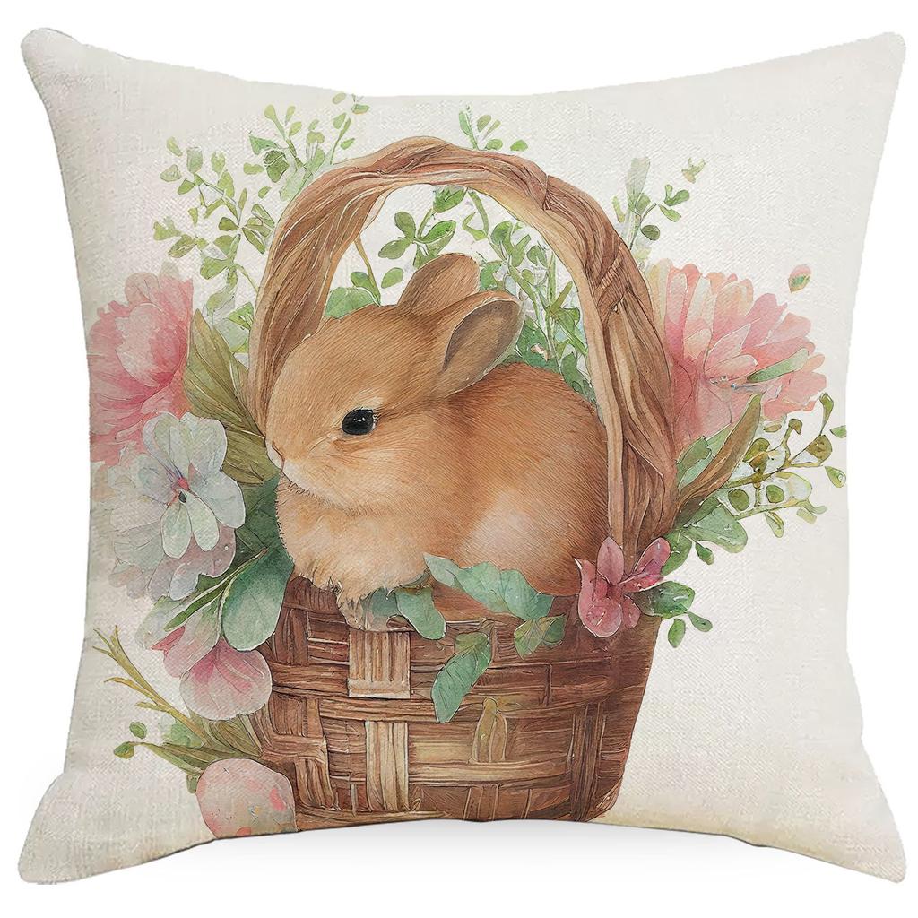 New Easter Pillowcase Spring Retro Rabbit Easter Egg Decorative Pillow Sofa Cushion Cover