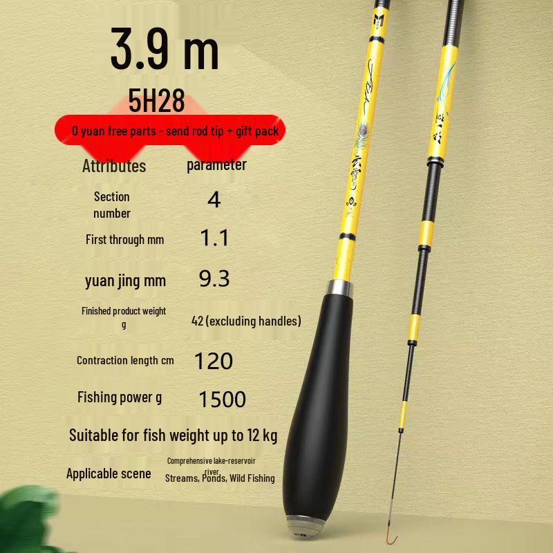 Super Fine Hard Carbon Fiber Crucian Carp Hand Rod for Taiwan Fishing