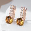 Einzigartige Glänzende Braune Natürliche Zirkon Tropfenohrringe Für Damen Mode Roségold Farbe Hohe Qualität Braut Hochzeits Schmuck