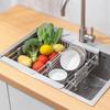 Kitchen Dish Drying Rack Stainless Steel Adjustable Drainer Rack Fruits Vegetable Kitchen Organizer Sink Cleaning Basket Tool