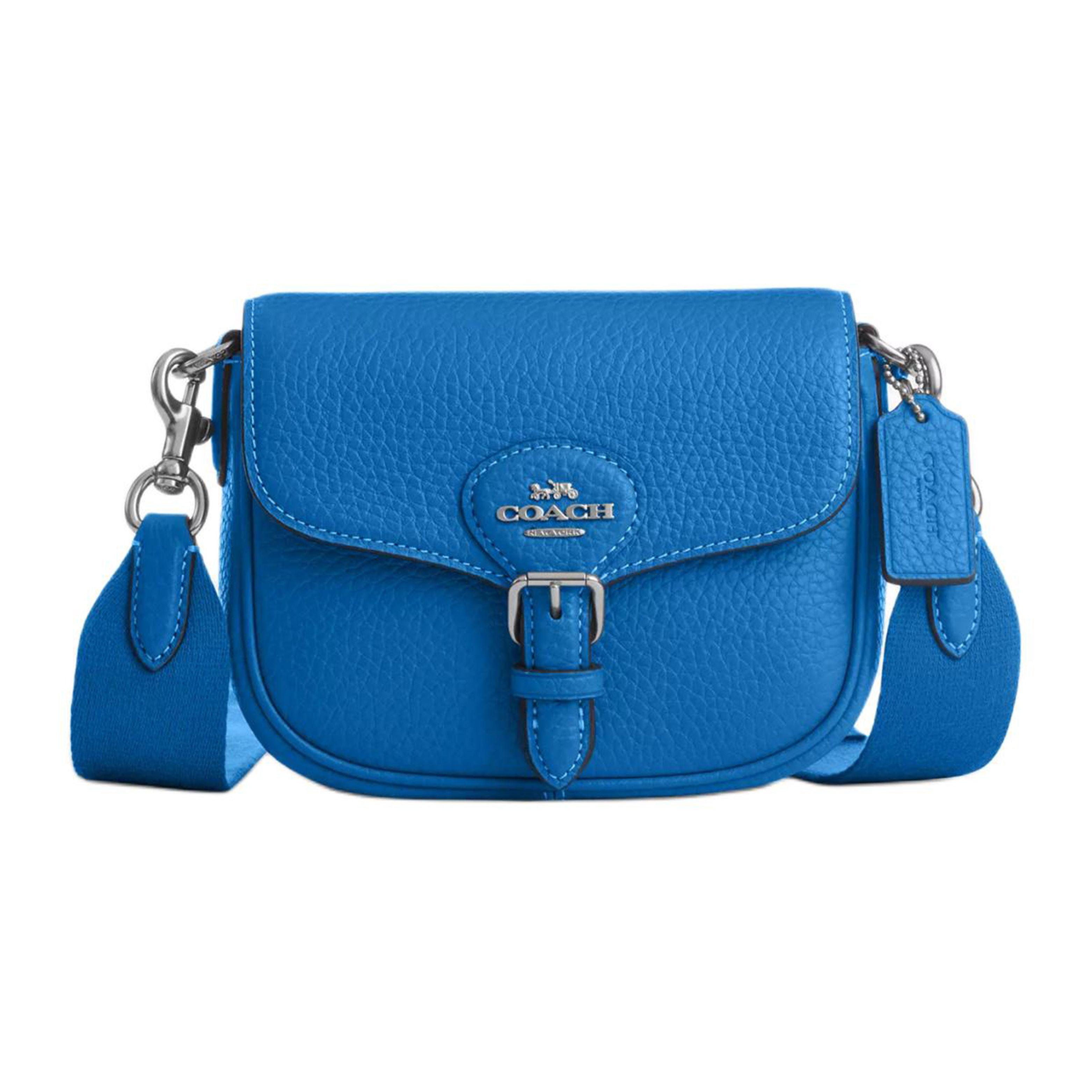 

Coach Amelia 16 Logo Pebble Leather Saddle Bag Women Shoulder Bag Silver Bright-Blue CP001-SVA09 Basic Set (Bag+Dust Bag)