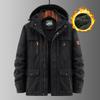 Winter Samt Verdickter Baumwollmantel Herrenjacke Outdoor Wind- und Wasserdichte Bergsteigerjacke Herren Mittellange Jacke M-5XL