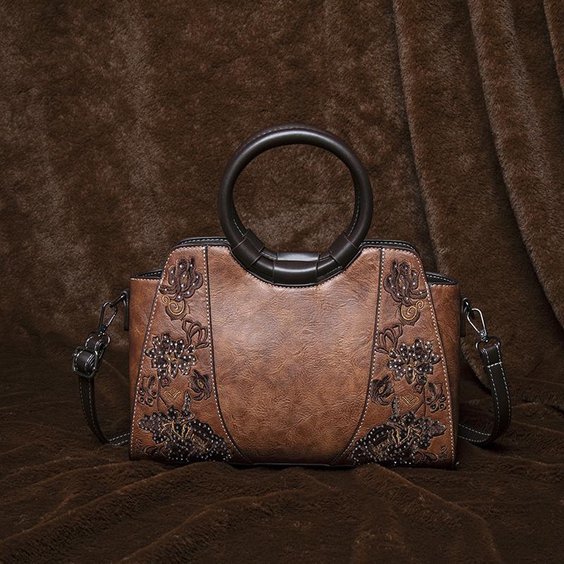 High-quality Diamond-studded Embroidered Mother's Bag New Chinese Style Retro Bag for Mother-in-law  One Shoulder Crossbody
