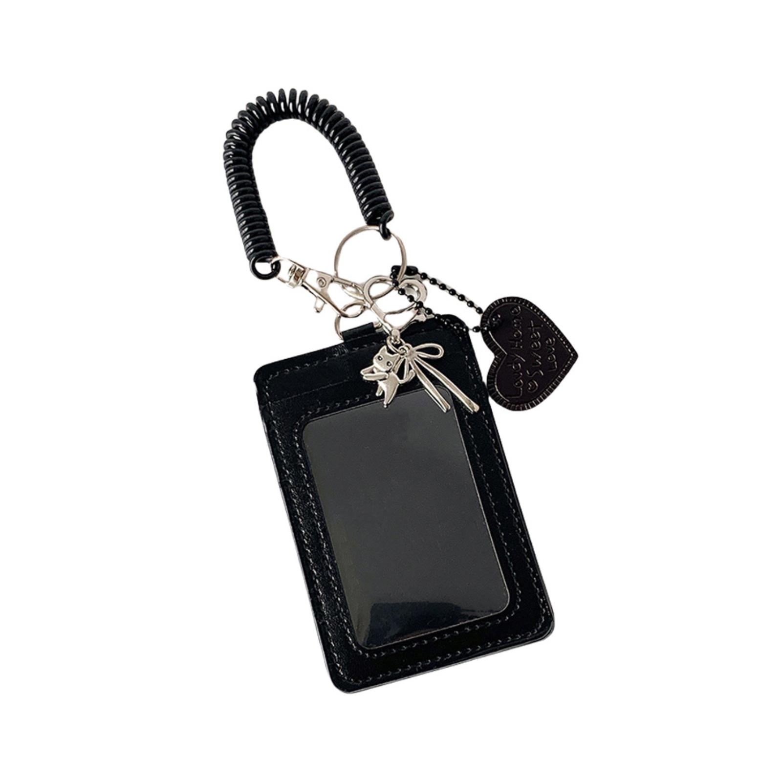 

Черный кожаный трехдюймовый держатель для карт Студенческий держатель для визиток для фанатов Звездный держатель для карт для путешествий для девушек One Size