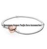 Bracciale a maglia snake in argento 925 placcato a forma di cuore con perline in rame bianco e charm