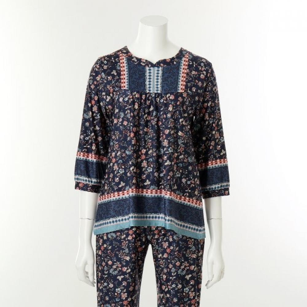 Venus Floral Border Print Loungewear Top Vevs117w navy/85