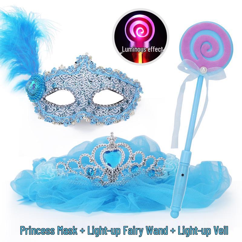 Princess Masquerade Mask for Girls - Halloween Veil and Party Dress-Up Toy