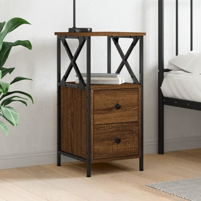 VidaXL Bedside Table Brown Oak 34x35.5x70 Cm Engineered Wood 825951