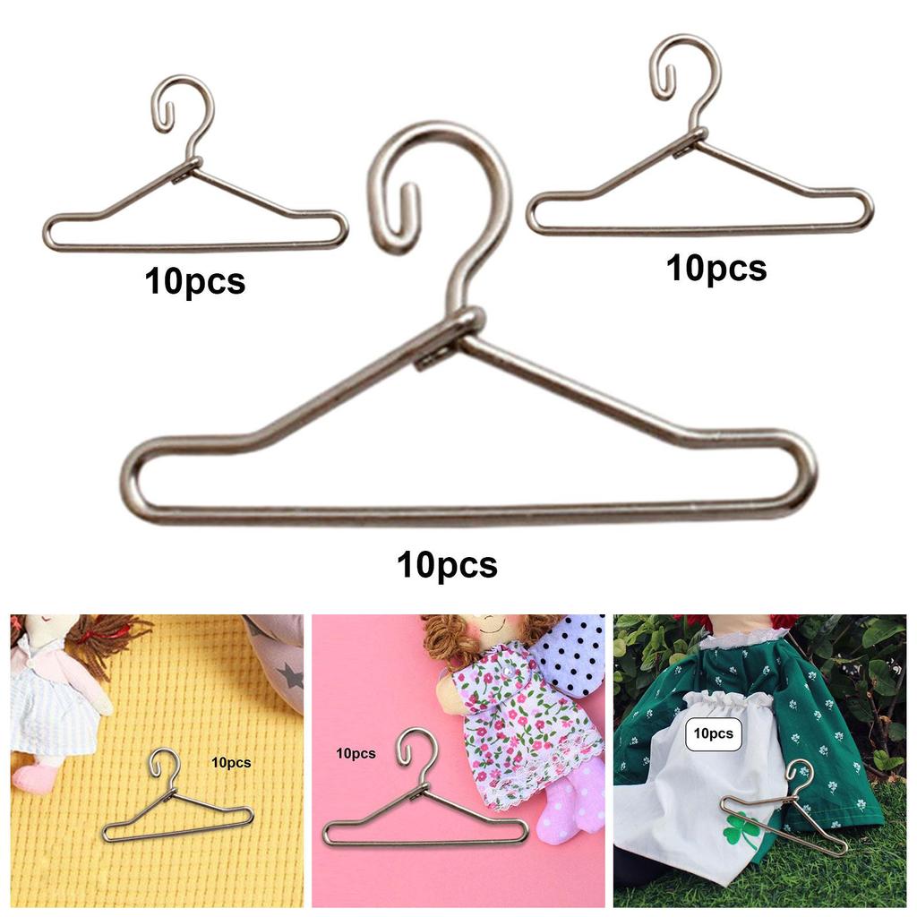 10 Pieces Dollhouse Playset Mini Clothes Hangers Pretend Play Dollhouse Clothes Hangers Doll House Clothing Rack for 1/12 1/8