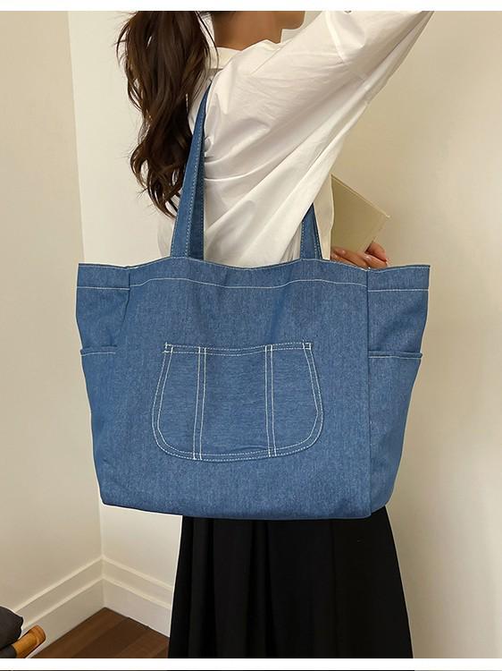 Tote Bag: Large Capacity Denim Shoulder Bag for College Commuters, Trendy and Cool Design for Men and Women 2026