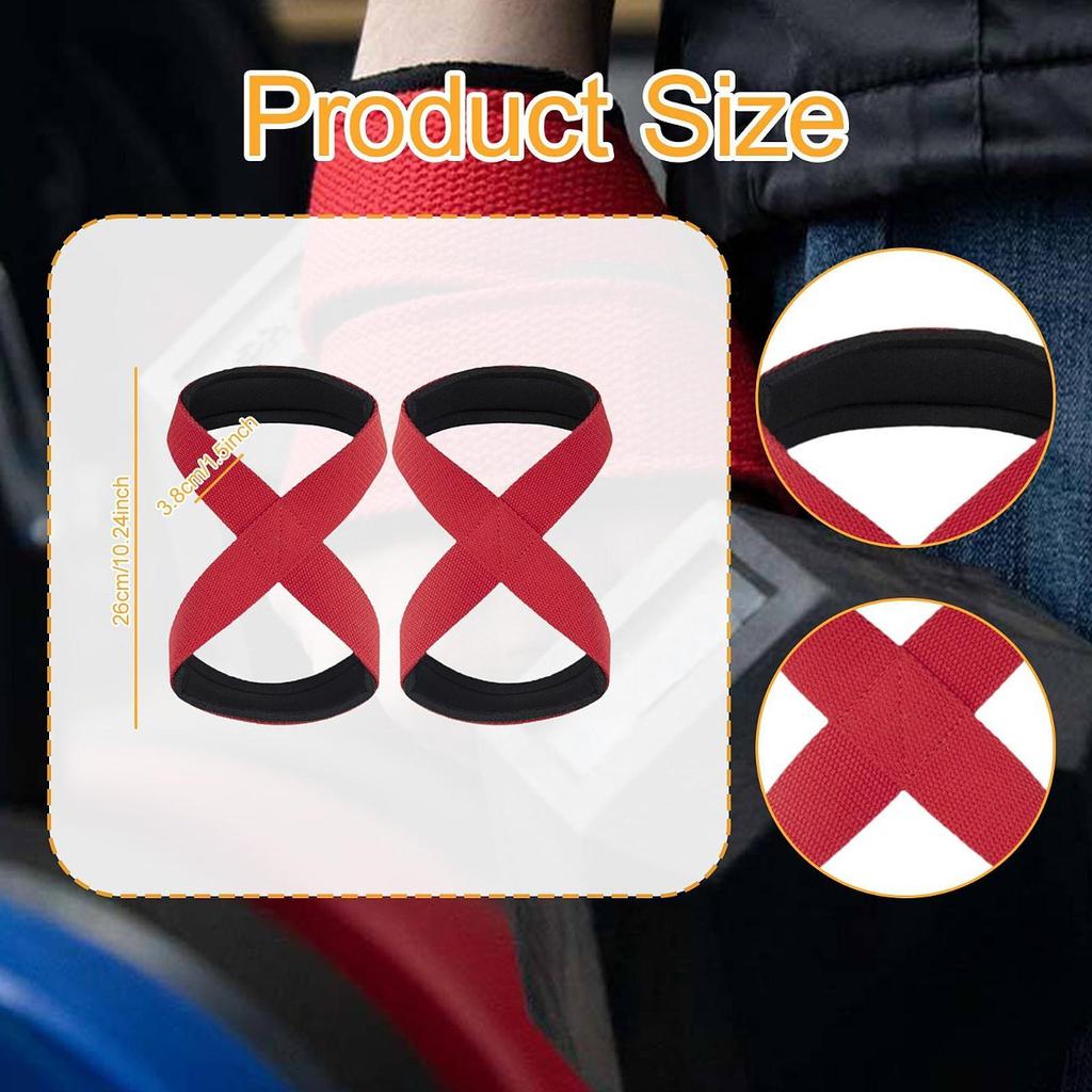 2Pcs Weight Lifting Straps Anti Slip Figure 8 Deadlift Wear Resistant for Bodybuilding Gym