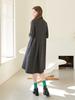 LBYL Wool Gray Simple Collar Pintuck Dress