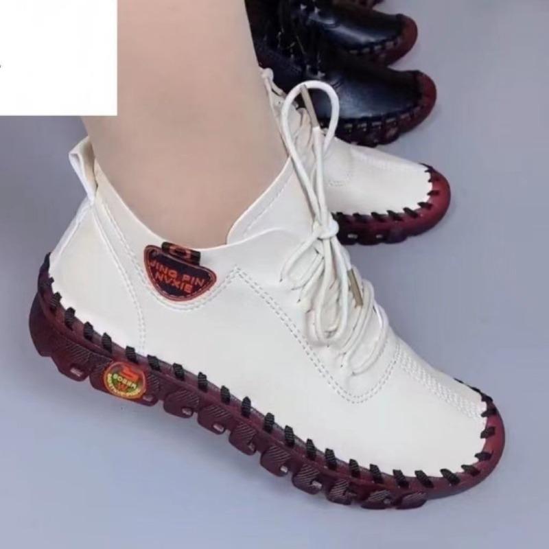 Fashion Large-size Casual Beef Tendon Soft-soled Shoes, Hand-sewn Soles, New Flat-bottomed Round Head Single Shoes
