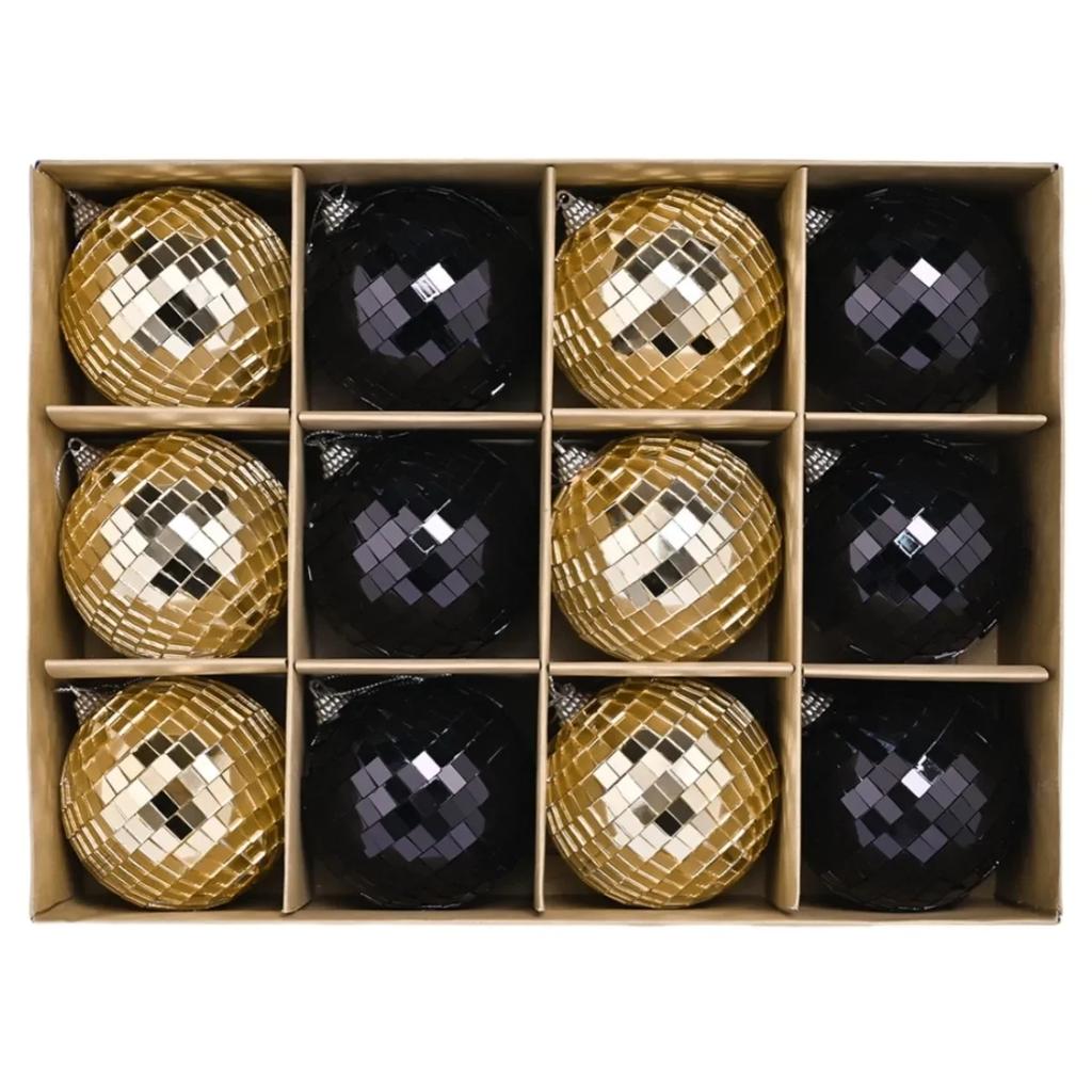 12pcs 8CM Mini Mirror Disco Ball Christmas Tree Hanging Ornaments Reflective Rotating Bright Silver Glass Ball For Xmas Holiday