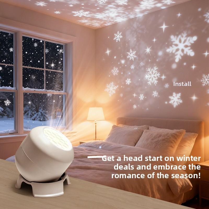 Ocean Snowflake Christmas Theme Led Rotation Projector Night Light For Childrens Sleep Room Decor