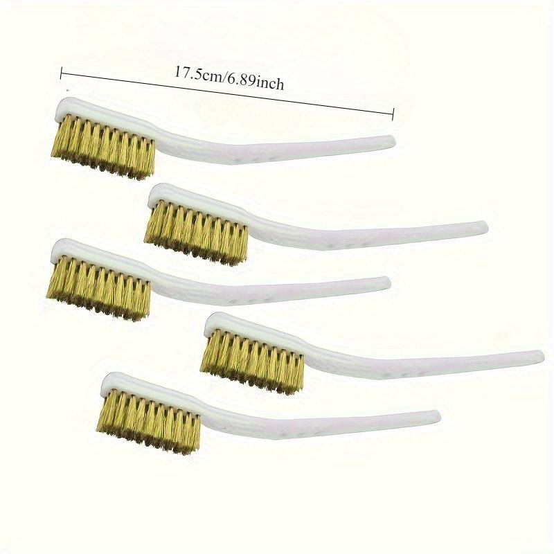 5pcs Brass Wire Brushes, Mini Paint Rust Remover, Steel Wire Brushes for Industrial Metal Polishing and Burring Cleaning