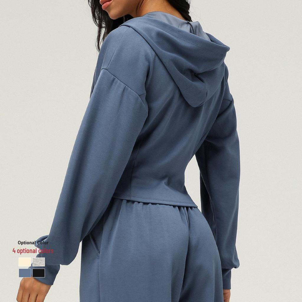 Damen Kapuzen-Reißverschluss-Cardigan: Herbst/Winter Sportlicher Casual-Pullover mit Taschen