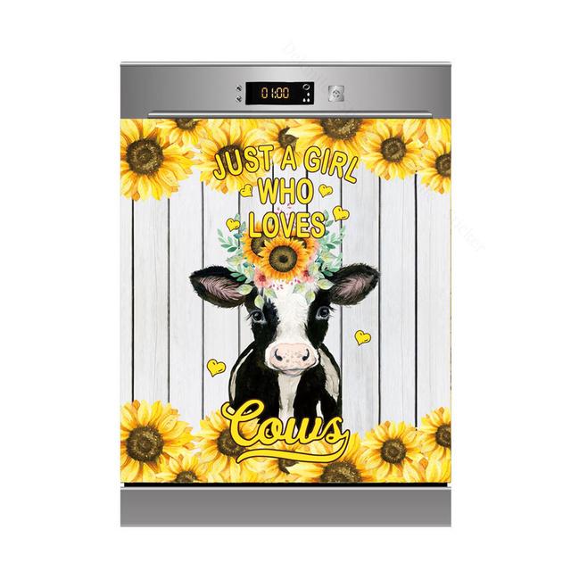 3D kreative handgezeichnete lustige Tiere Kunst Design selbstklebende Kühlschrank Spülmaschine Tür Aufkleber Tapete Wandaufkleber Küche