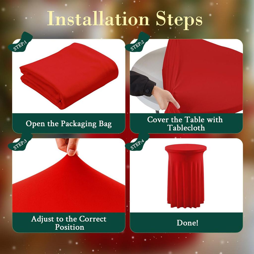 Cocktail Table Cloth Christmas Spandex Round Bar Table Skirt Washable Festive Banquet Decoration Supplies For Indoor Outdoor