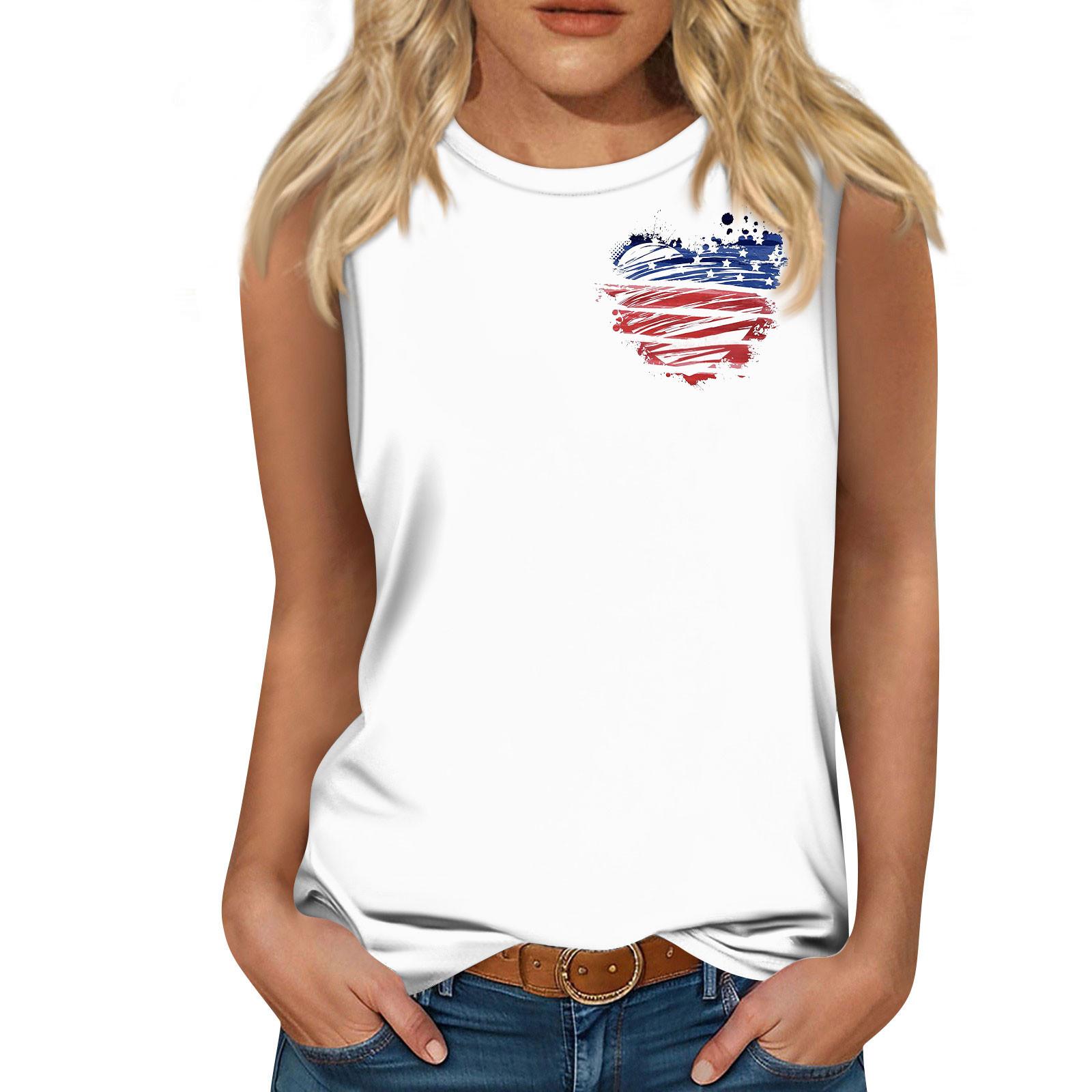 

Жіноча модна літня безрукавка з круглим вирізом, легка безрукавка з принтом S білий