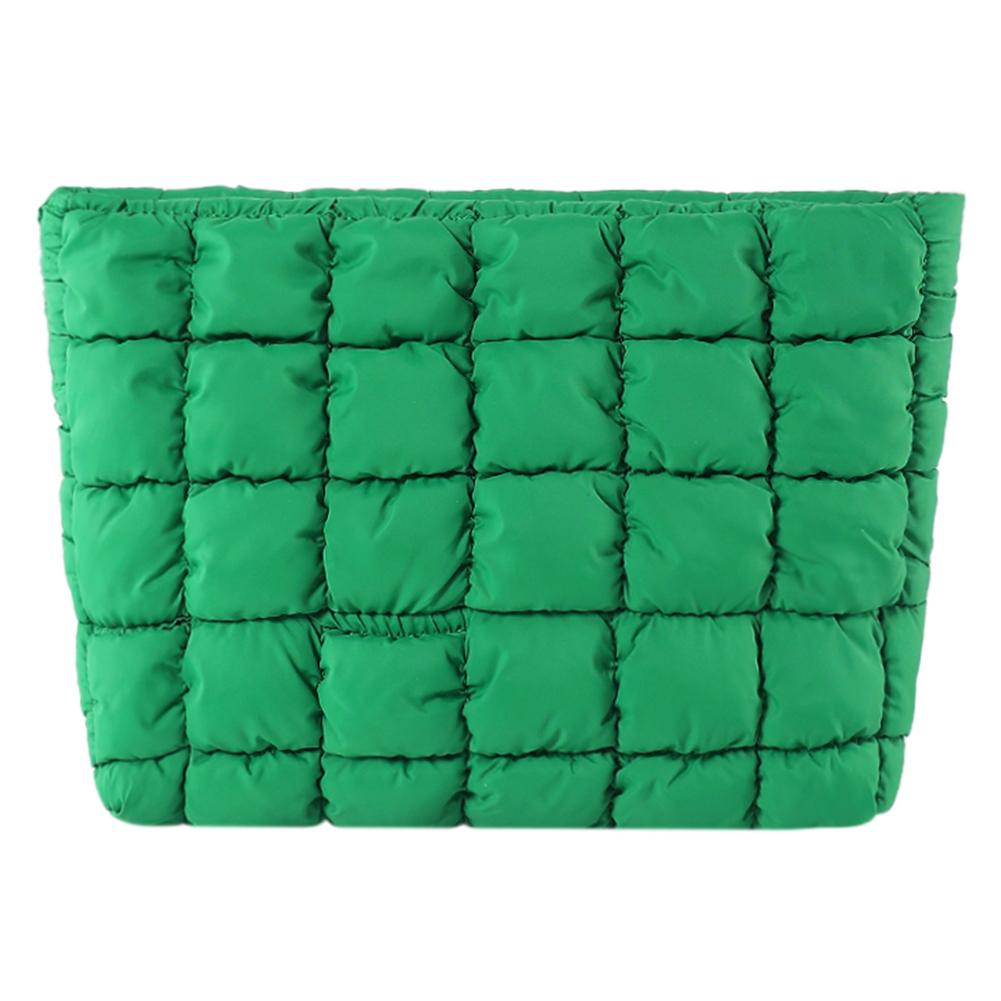 Quilted Makeup Bag Puffy Makeup Organizer Storage Bag with Zipper Cosmetic Organizer Case Solid Color for Women Girls
