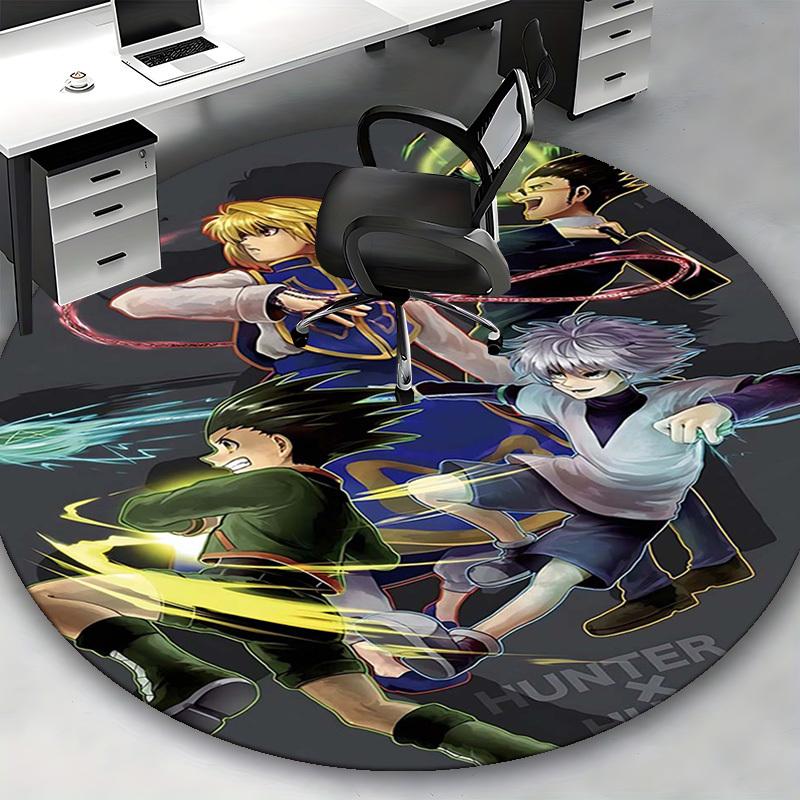1 stuks Hunter x Hunter Anime Cartoon Design Rond Tapijt - Kantoorstoelmat, Antislip Tapijt voor Huisdecoratie, Woonkamer, Slaapkamer, Speelkamer, Slaapzaal, Fes
