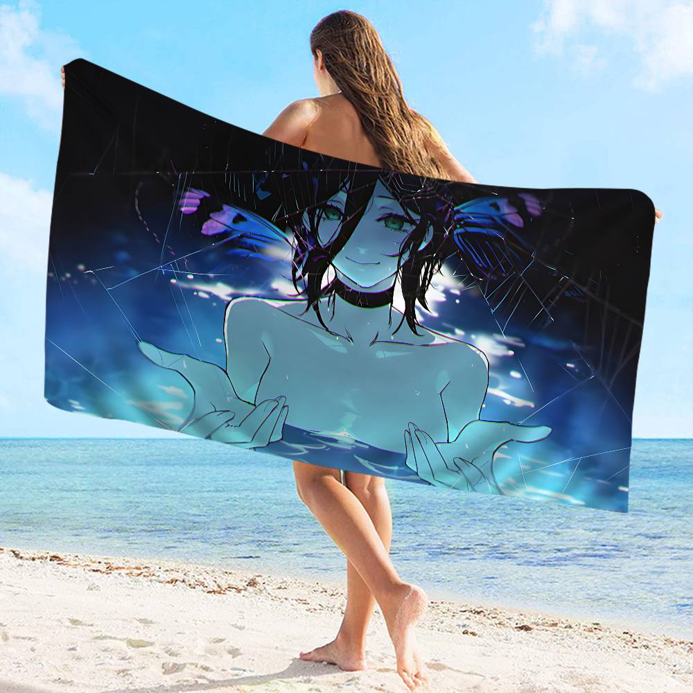 Popular Action Anime C-Chainsaw M-Man R-Reze A-Arc Microfiber Printed Beach Towel Yoga Beach Running Absorbent Soft Towel