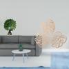 Elegant Peacock Animal Sculpture And Palm Leaves Wood Wall Decor Creative Tropical Jungle Ornament