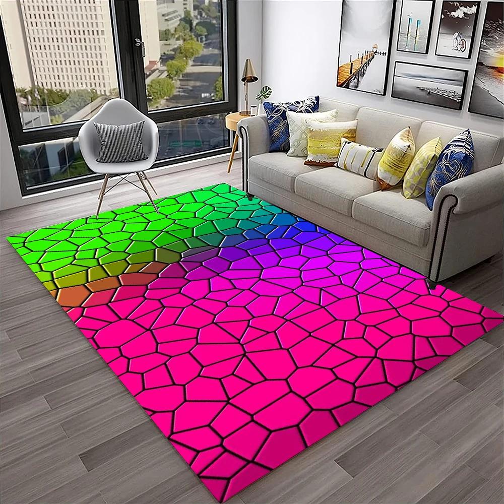 3D Colour Illusion Rainbow Vision HD Carpet Rug for Home Living Room Bedroom Sofa Doormat Decor,kids Area Rug Non-slip Floor Mat