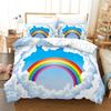 Rainbow Duvet Cover Twin Queen Kawaii Clouds Star Dream Castle Print Comforter Cover Microfiber Cartoon Bedding Set For Boy Girl