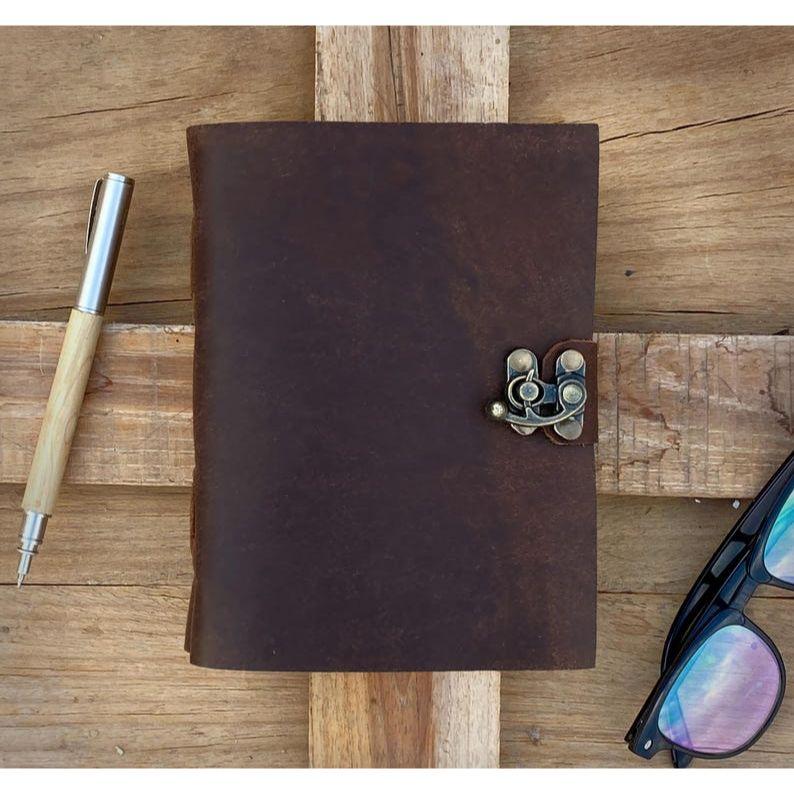 Handmade Vintage leather Journal - Blank Spell Book of Shadows, Grimoire Journal, Travel Writing Notebook, Deckle Edge Paper Lock Closure