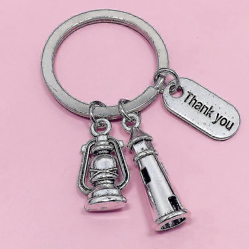 2 Pcs Thank You Keychain Lighthouses Hanging Keyring Kerosene Lamps Decorative Key Holder Gift For Teacher Friend Colleague