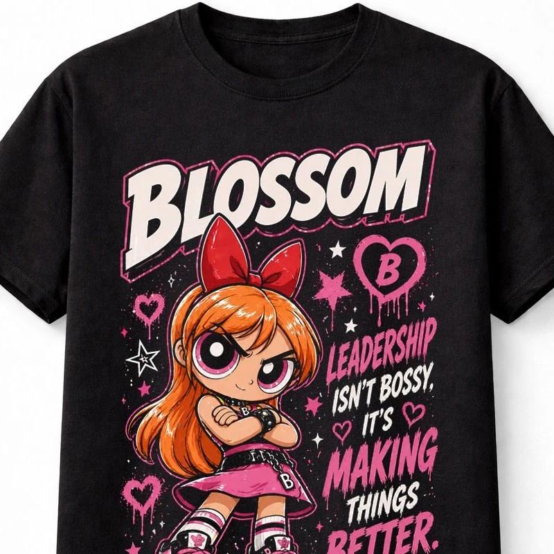 Powerpuff Girls Blossom Leadership Quote Cartoon Graphic Unisex TShirt S