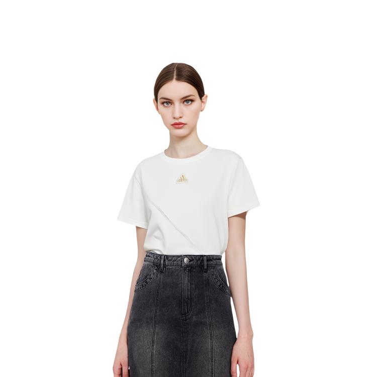 Adidas Year Of The Dragon CNY Series Logo Embroidery T-shirt Women Tops Han-Jade-White IZ3141